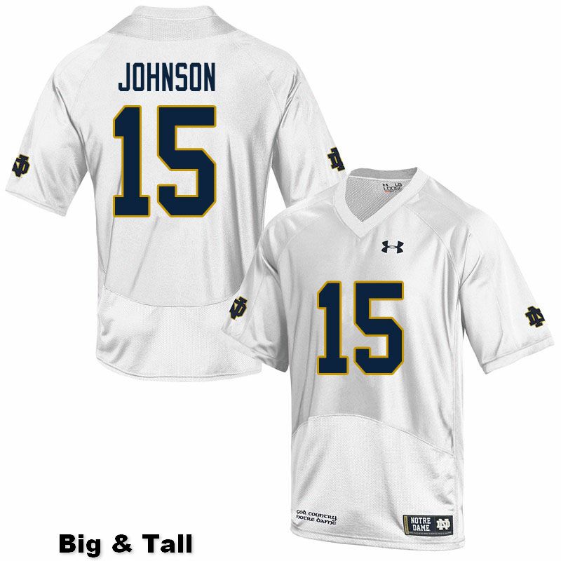 Men's NCAA Notre Dame Fighting Irish #15 Jordan Johnson Stitched College Under Armour Authentic White Big & Tall Football Jersey MG10G16GU